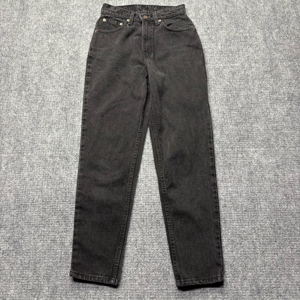 VTG Levis 521 Jeans Womens 4 Petite Black Tapered Fit 100% Cotton USA Made 90s